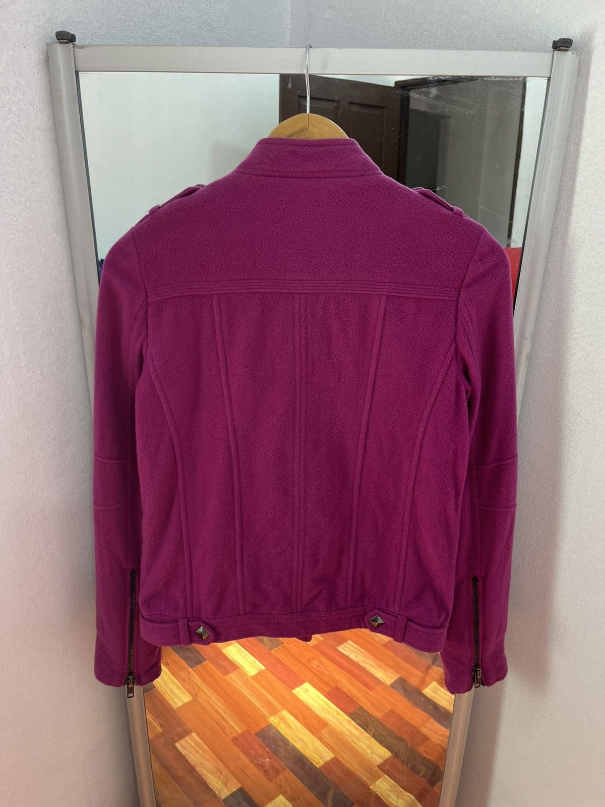 Japanese Brand MURUA Wool Biker Jacket Pink Studded Moto Japan Size S / US 4 / IT 40 - 14 Thumbnail