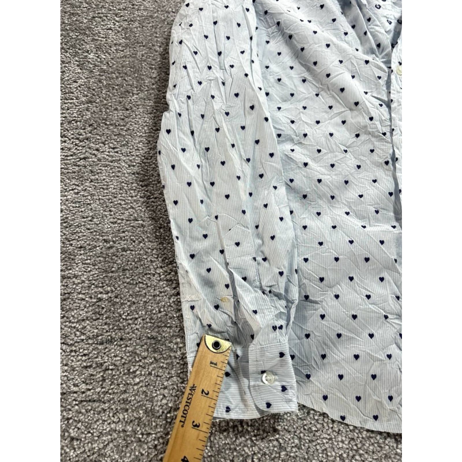 Frank & Eileen Frank & Eileen Shirt Womens Small Blue Barry Crinkle Heart Button Up Striped Long Sleeve Casual Size S / US 4 / IT 40 - 4 Thumbnail