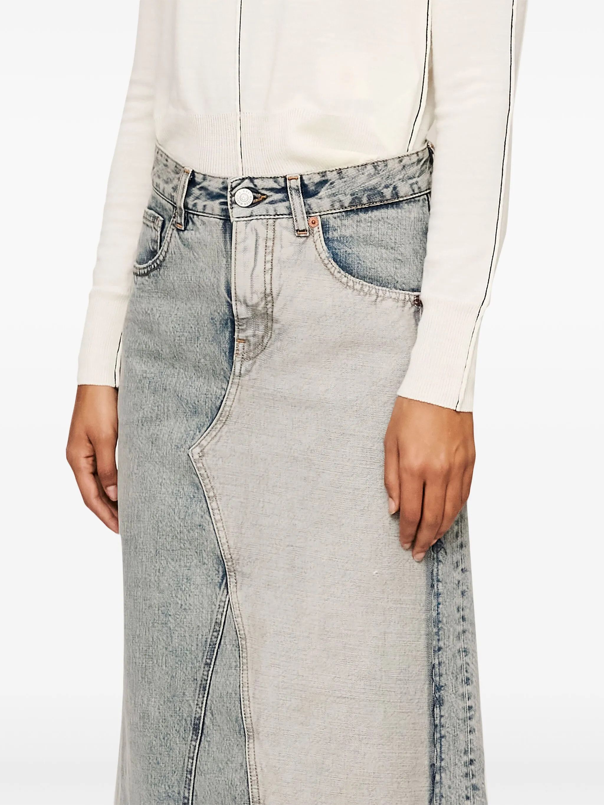 Maison Margiela oc11z0925 Slit Denim Maxi Skirt in Light Blue Size 28" / US 6 / IT 42 - 6 Thumbnail