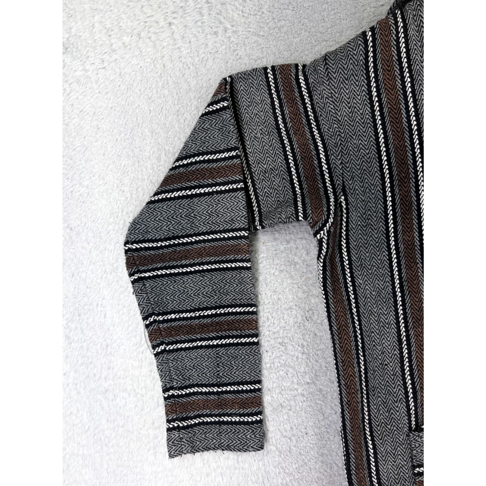 Vintage Retrofit Hoodie Men Adult Medium Brown Gray Acrylic Blend Drug Rug Poncho Mexico Size US M / EU 48-50 / 2 - 3 Thumbnail