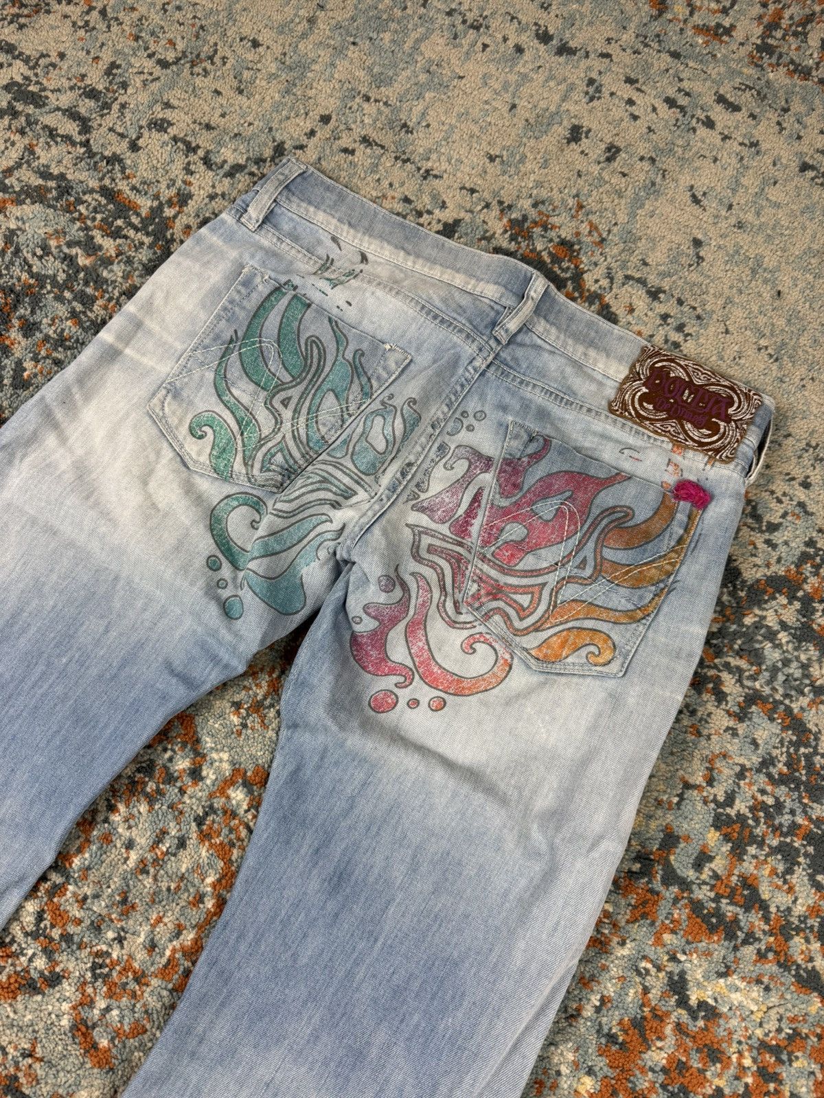 Japanese Brand Vintage Y2K Nolita bell bottom flared printed denim jeans Size 28" / US 6 / IT 42 - 3 Thumbnail