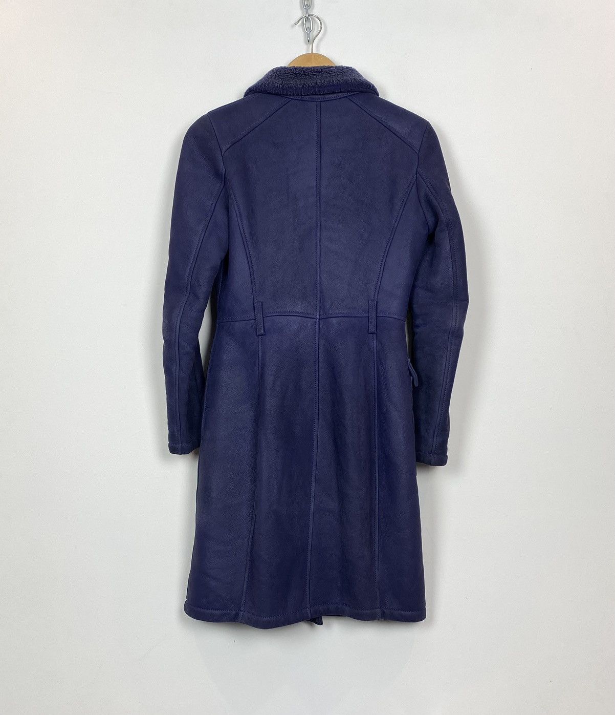 Designer Versace Collection Long Length Shearling Coat Jacket Purple Size S / US 4 / IT 40 - 15 Thumbnail