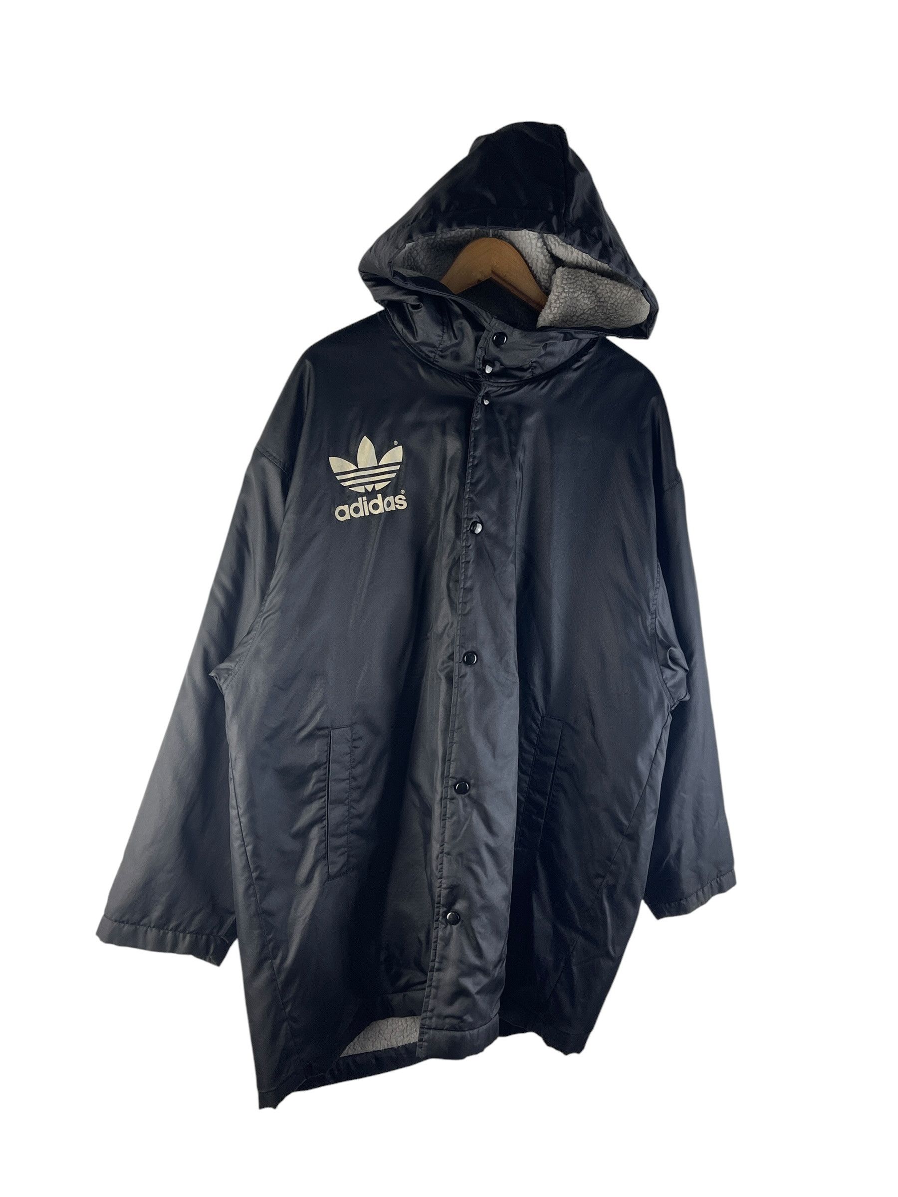 Adidas Vintage 90s Adidas Trefoil Fleece Lined Hooded Jacket Size US L / EU 52-54 / 3 - 6 Thumbnail