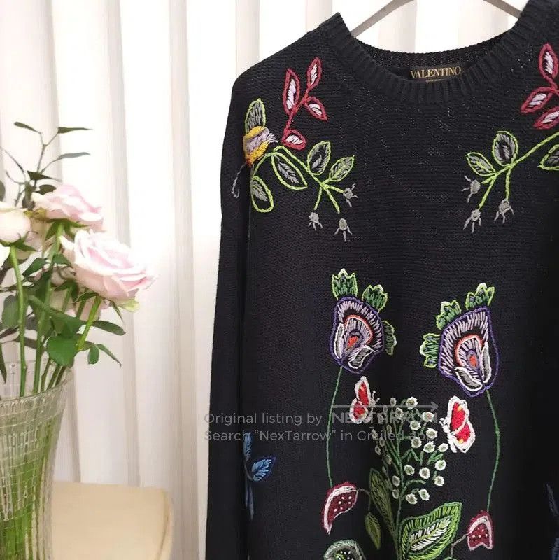 Valentino Valentino Black Wool Embroidered Long Dress . Size XXS / US 00 / IT 34 - 5 Thumbnail