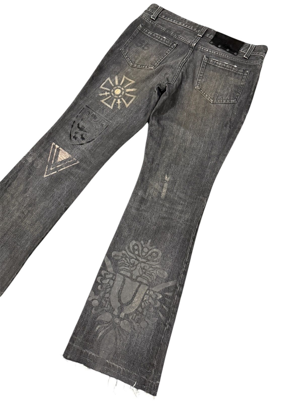 If Six Was Nine × Le Grande Bleu (L.G.B.) Very Rare Schorl Distressed Flare Printed Jeans Size US 32 / EU 48 - 5 Thumbnail