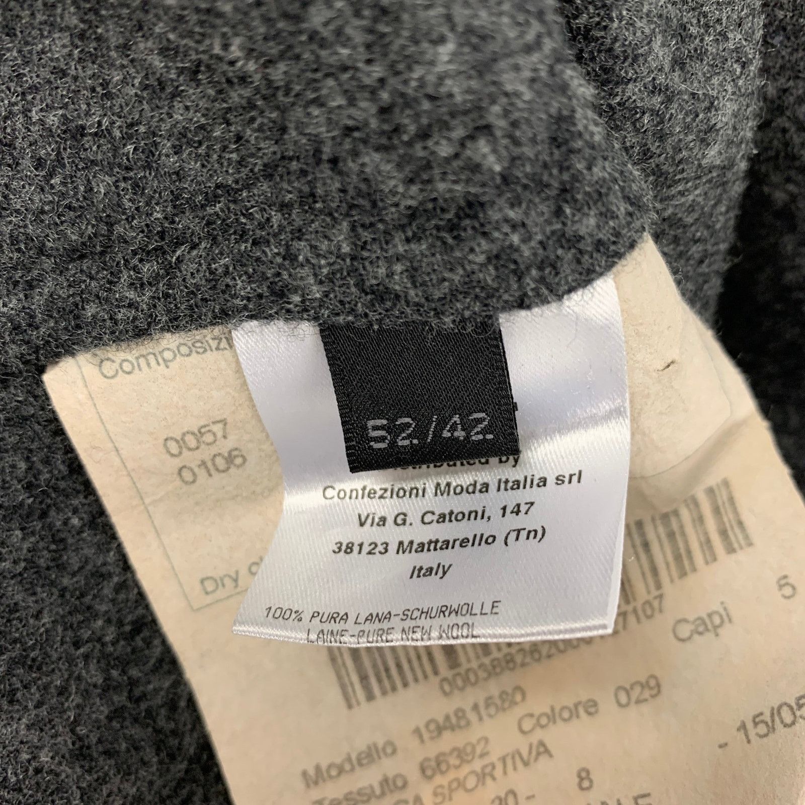 Calvin Klein Size 42 Grey Charcoal Wool Notch Lapel Sport Coat Size 42R - 6 Thumbnail
