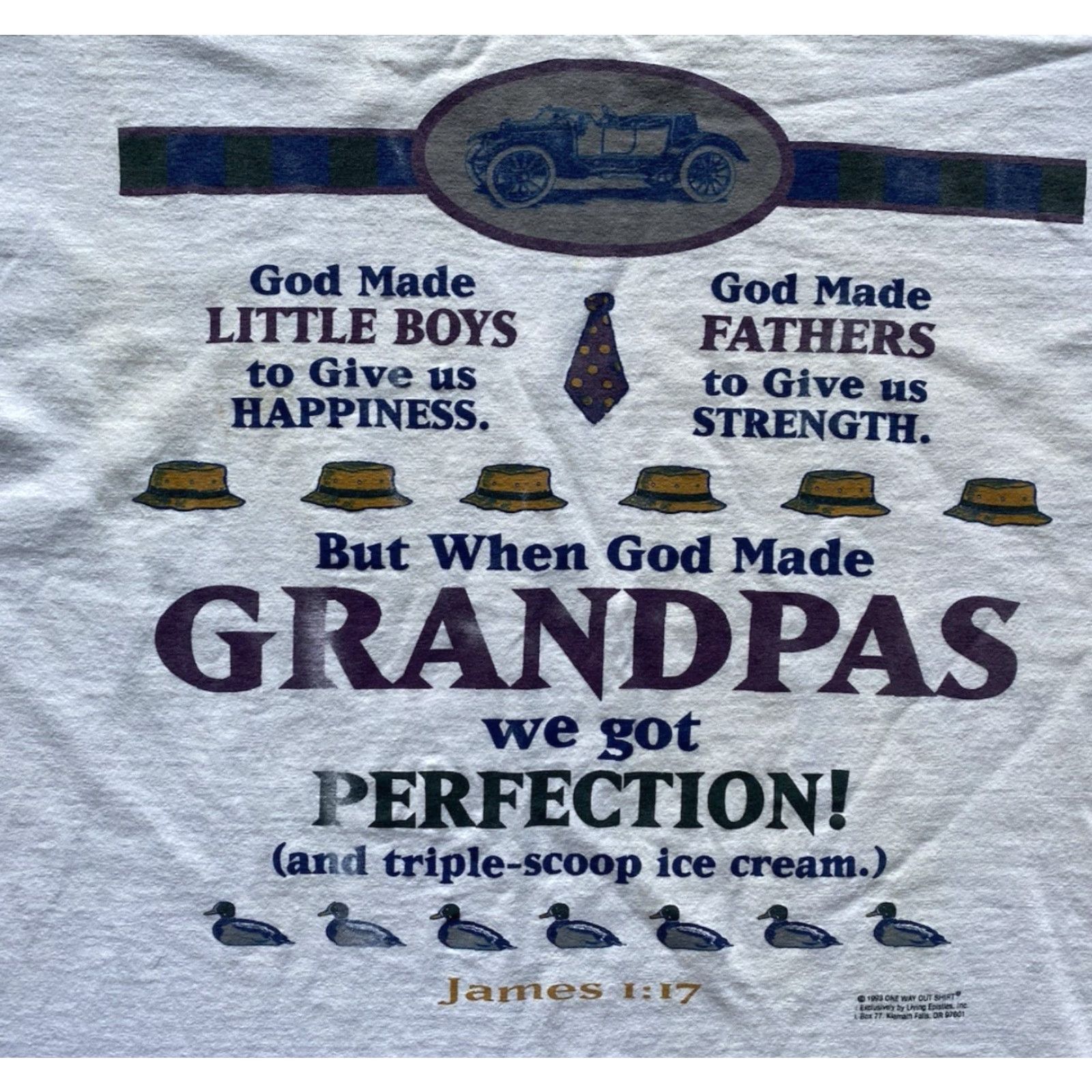 TEE JAYS VINTAGE Grandpa T Shirt Adult XL White When God Made Little Boys Fathers Grandpa Shirt Mens 90s Religion God Size US XL / EU 56 / 4 - 4 Thumbnail