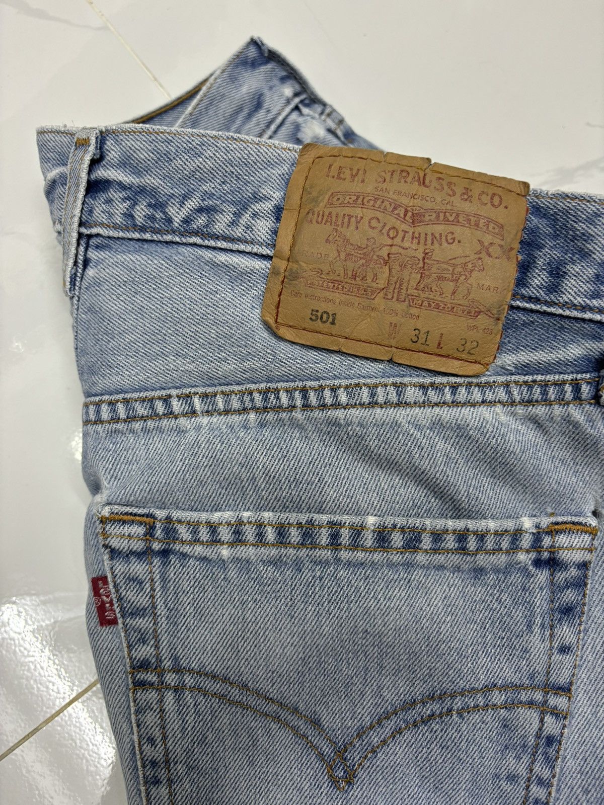 Levi's 🔥Vintage Levis 501 Blue Wash Distressed Denim Jeans Size US 30 / EU 46 - 9 Thumbnail