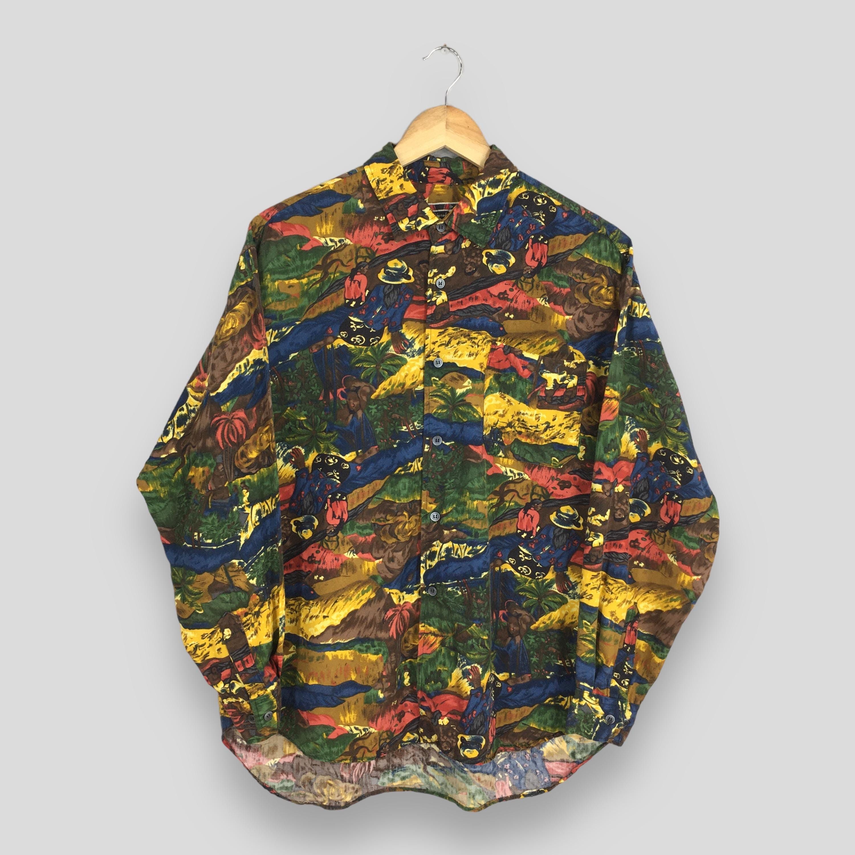 Japanese Brand 1970s Saburoku Japan Funky Abstract Jungle People Shirt M Size US M / EU 48-50 / 2 - 1 Thumbnail
