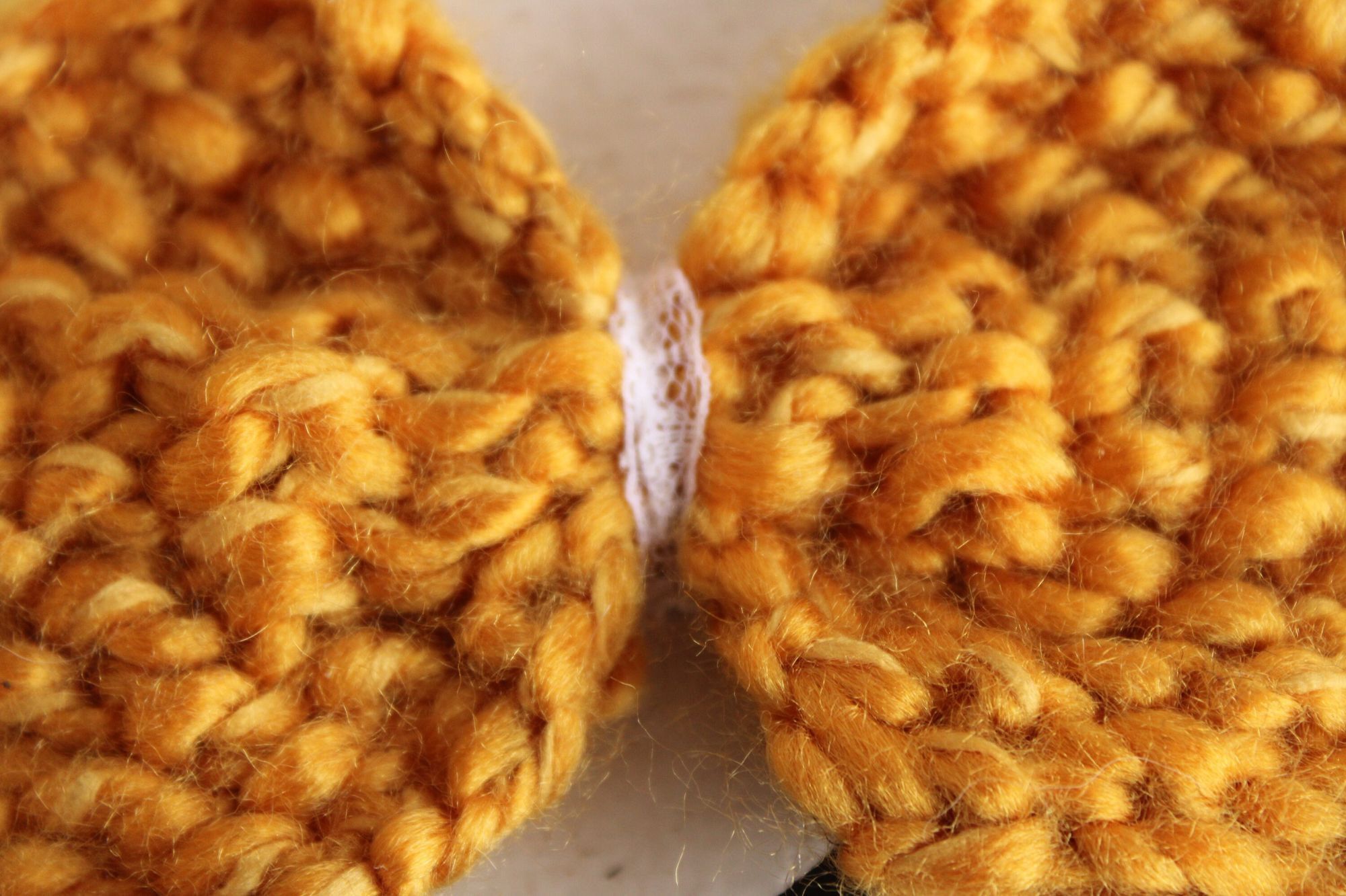 Handmade Knit Hair Bow, Handknitted Golden Yellow Ponytail Holder or Size ONE SIZE - 4 Thumbnail