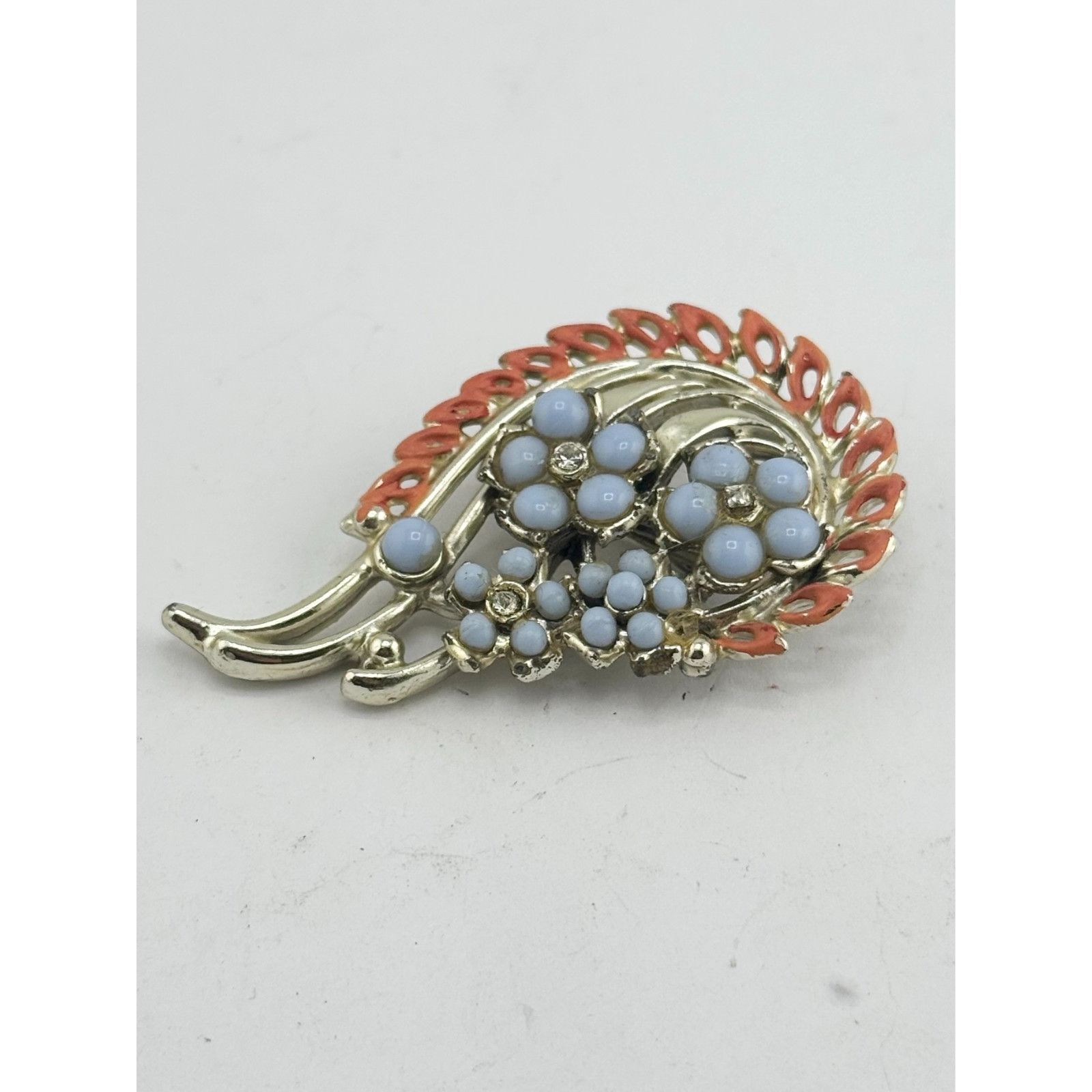 Vintage Vintage enamel rhinestone flower brooch pin Size ONE SIZE - 3 Thumbnail