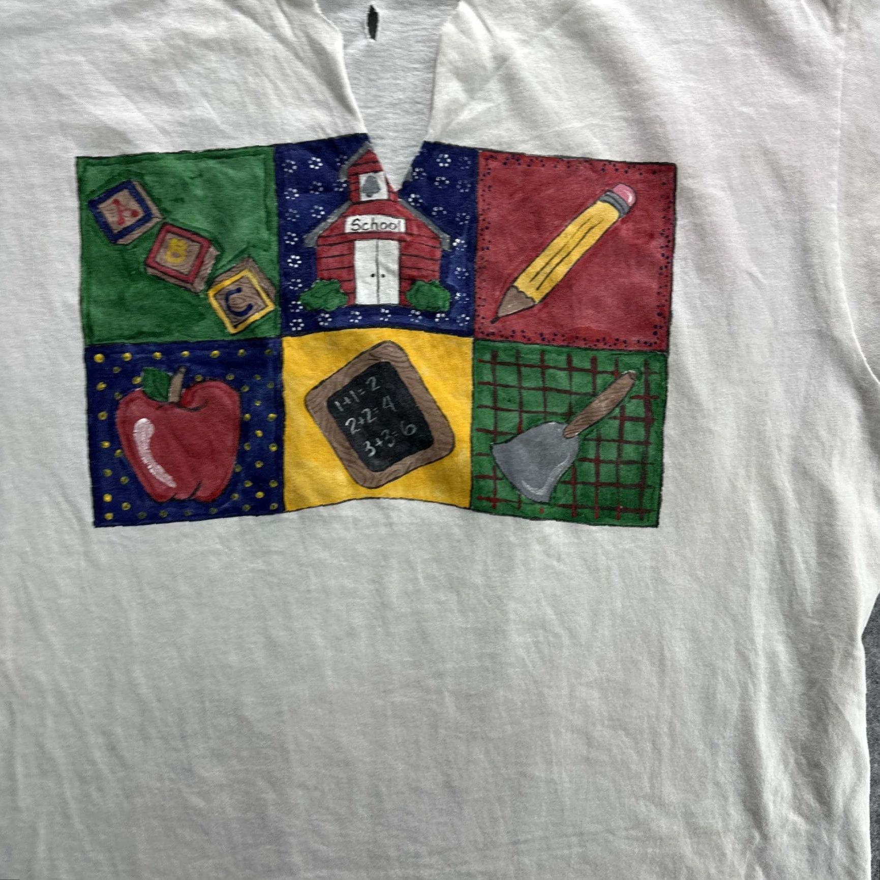 Vintage VINTAGE Screen Stars Shirt Mens XL White School Teacher Graphic 90s Made USA Size US XL / EU 56 / 4 - 5 Thumbnail