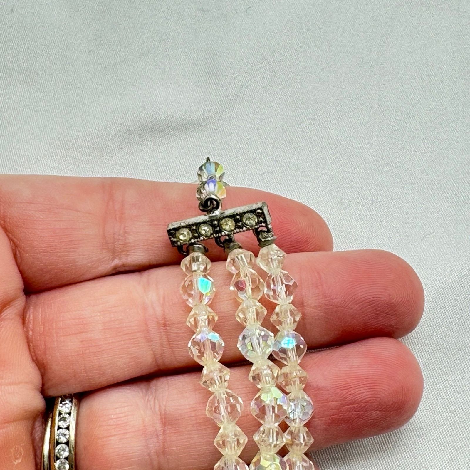 NBDN Nobrandedon VTG triple strand Austrian Aurora Borealis necklace Size ONE SIZE - 4 Thumbnail