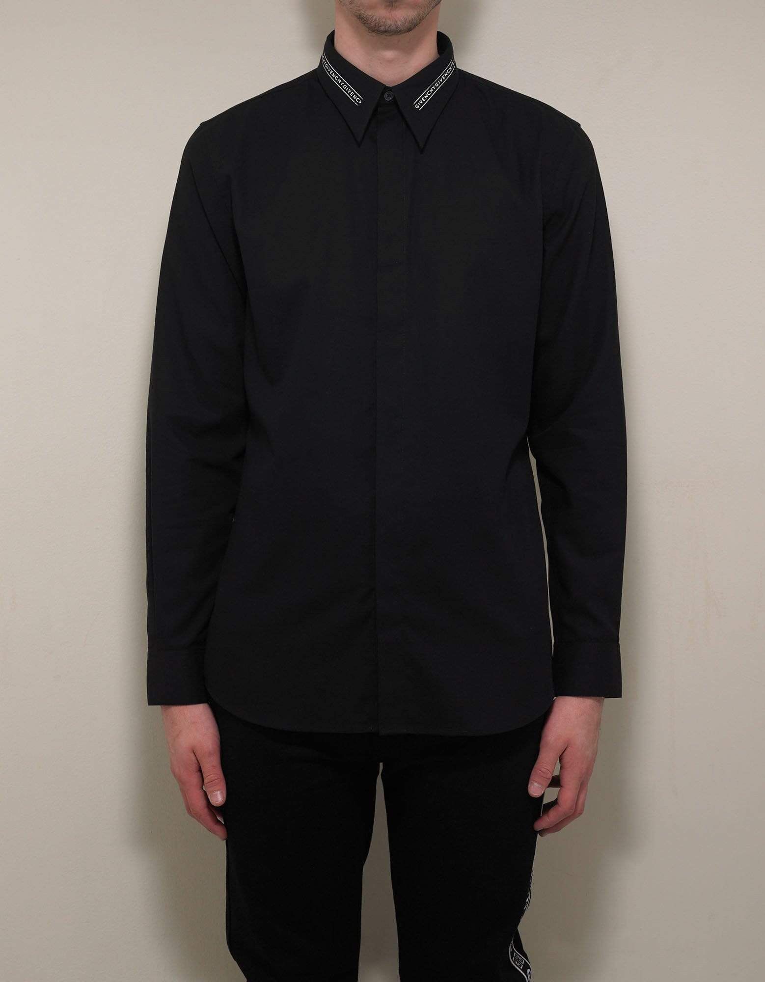 Givenchy Givenchy Black Logo Collar Shirt SIZE 42 Size US L / EU 52-54 / 3 - 3 Thumbnail