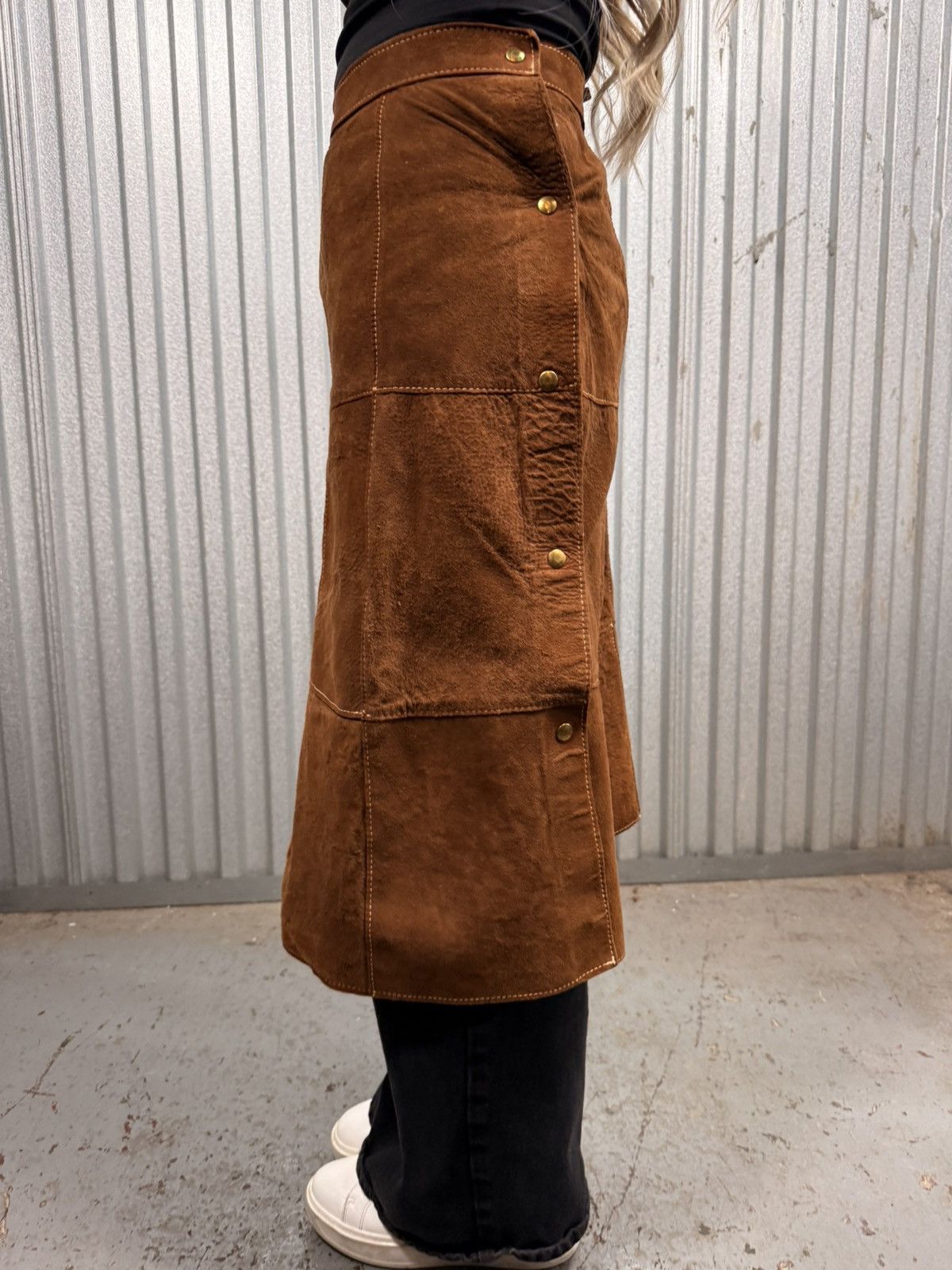 Other Vintage Tan Womens Long Brown Patched Western Skirt Size 26" / US 2 / IT 38 - 1 Thumbnail