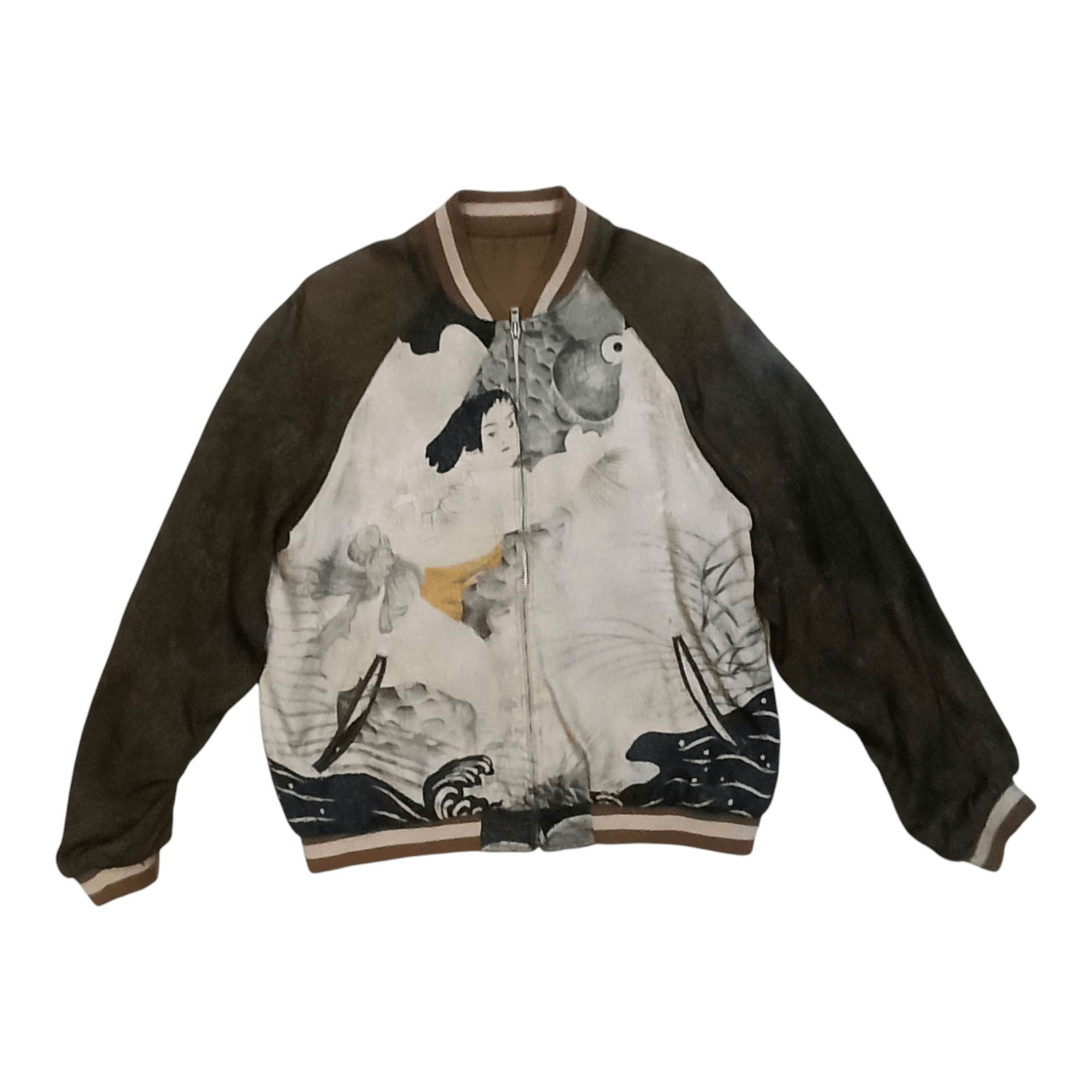 JAPANESE CLASSIC SCRIPT スカジャン XL Japanesque Script Japanese Souvenir Jacket 3RSJ-501 Map