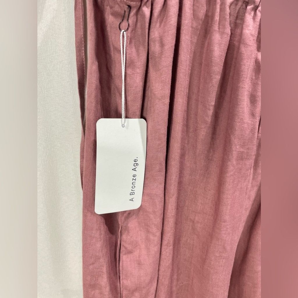 Other NEW A Bronze Age Ruby 100% Linen Pink Cropped Jumpsuit US S Size 28" / US 6 / IT 42 - 8 Thumbnail