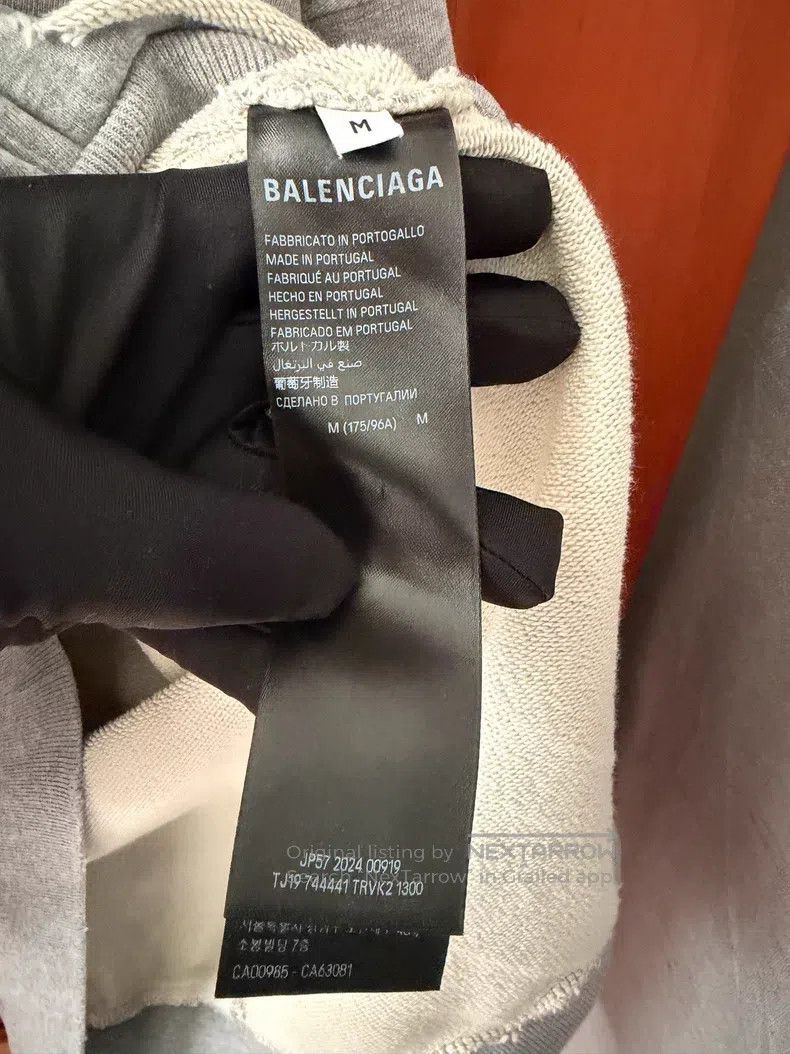 Balenciaga Balenciaga Gray Tape Logo Hooded Sweatshirt Size US M / EU 48-50 / 2 - 4 Thumbnail