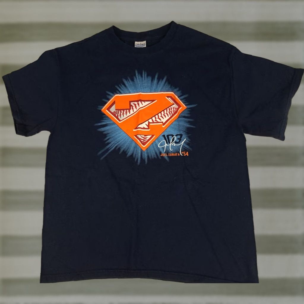 Gildan VINTAGE Detroit Tigers Zoel Zumaya #54 Large Baseball T-Shirt Gildan Ultra Cotton Blue Men Short Sleeve Crew Neck 2000-2009 Sports T-Shirt Size US L / EU 52-54 / 3 - 1 Thumbnail