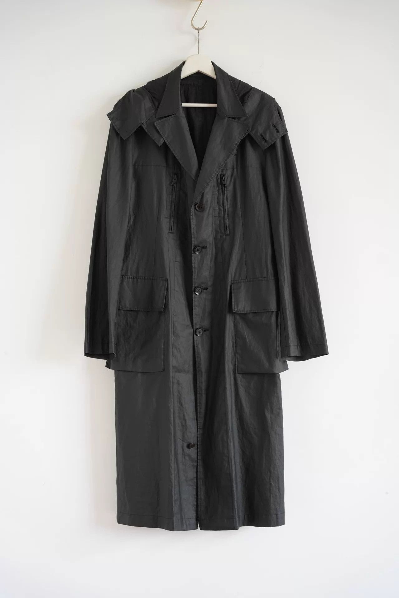 Yohji Yamamoto Yohji Yamamoto 08SS Mens Zip Off Hooded Ramie Coat Size US L / EU 52-54 / 3 - 1 Thumbnail