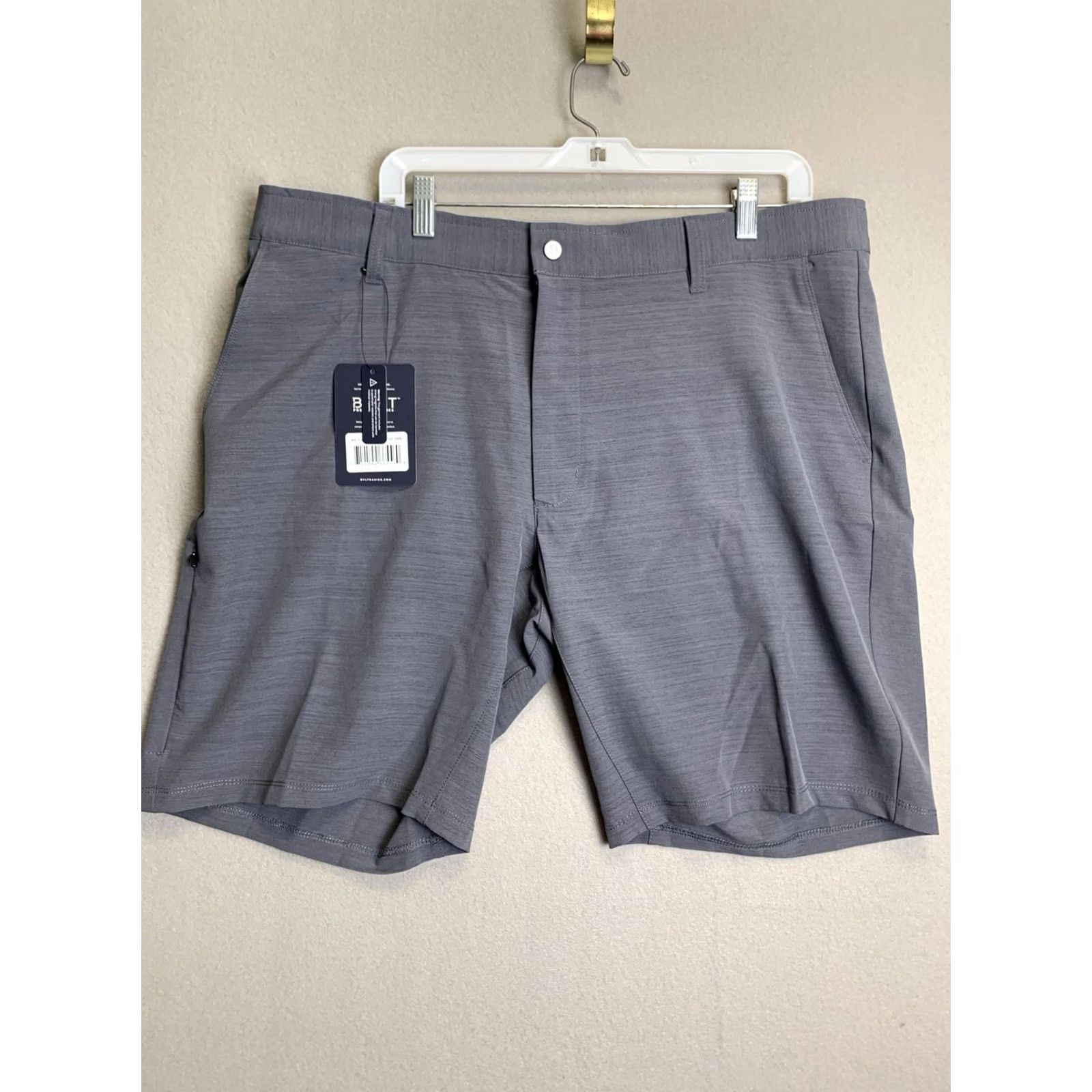 Asics Bylt Shorts Mens 3XL Gray Knit Polyester Spandex Pockets Flat Front Snap Chino Outdoor Preppy Sports Casual Baggy/VINTAGE? Size US 39 - 2 Thumbnail