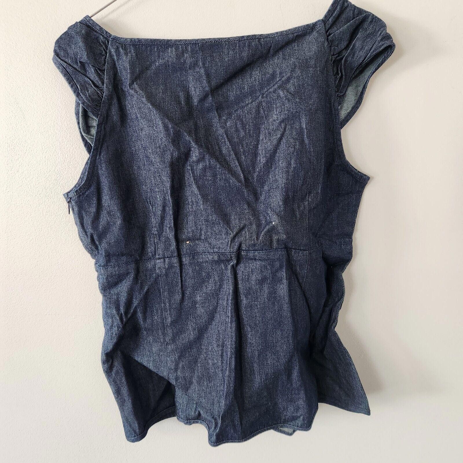 Ann Taylor NWT Ann Taylor Loft Stretch Sleeveless Denim Blouse Size 12 Size XL / US 12-14 / IT 48-50 - 6 Thumbnail