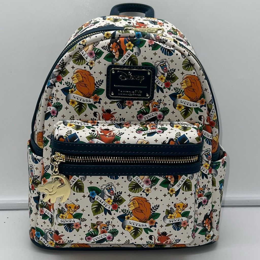 image of Loungefly X Disney Lion King Mini Backpack Tattoo Print in Cream, Women's