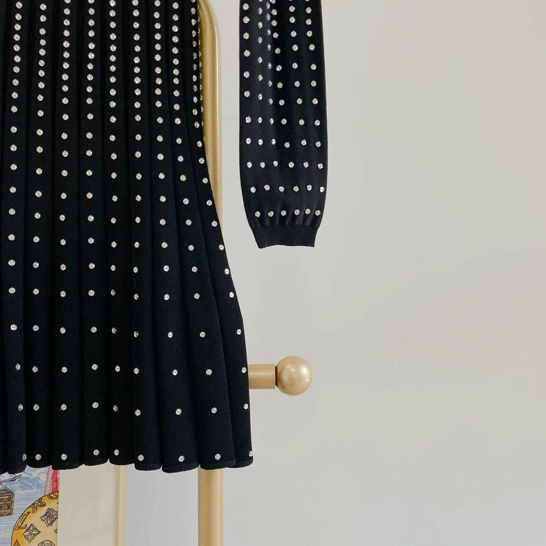 Valentino Valentino Black rhinestone knitted dress Size S / US 4 / IT 40 - 4 Thumbnail