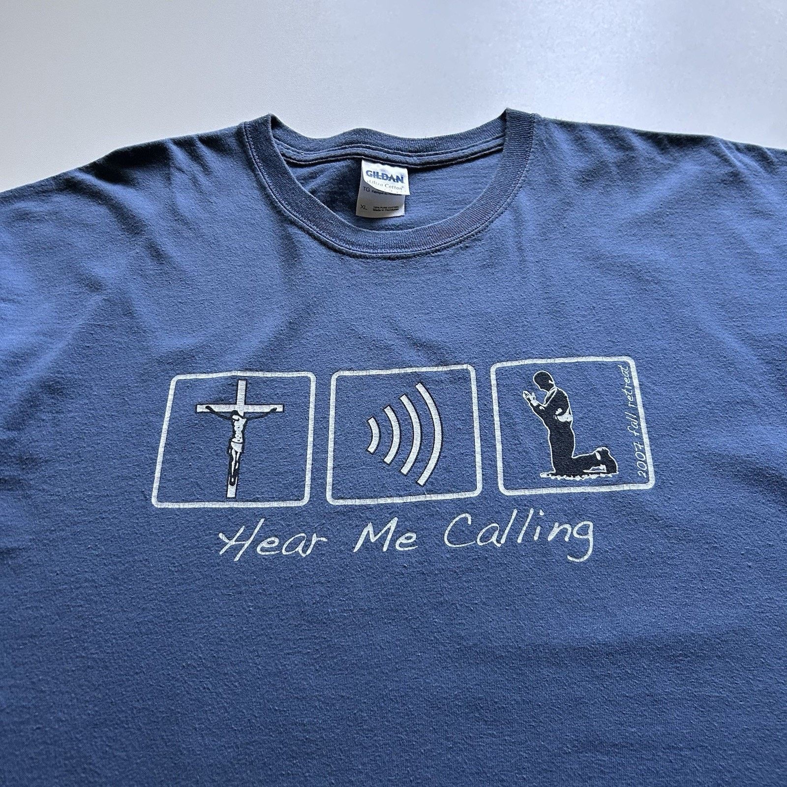 Gildan Vintage Jesus T Shirt XL Y2K Hear Me Calling Wifi Religious Size US XL / EU 56 / 4 - 2 Thumbnail