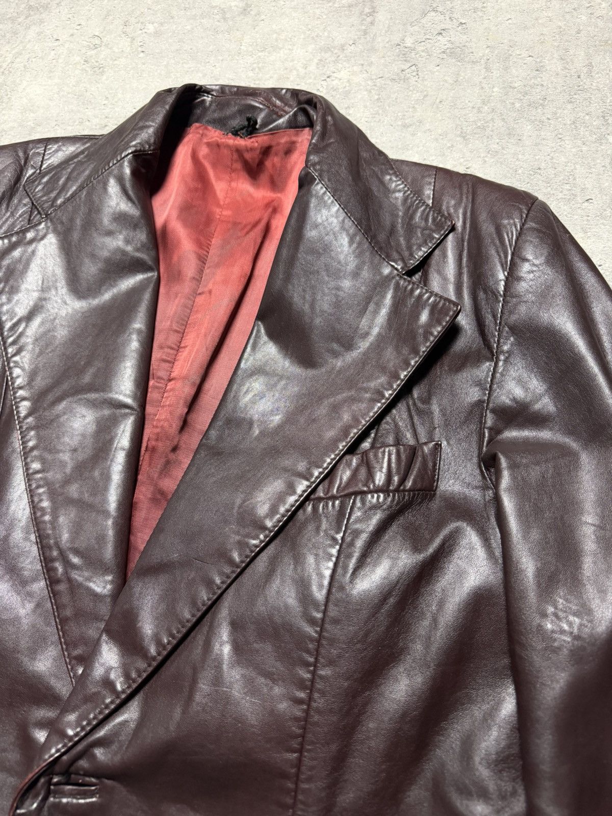 Yves Saint Laurent Ysl yves saint laurent leather jacket l burgundy avant garde Size US L / EU 52-54 / 3 - 3 Thumbnail