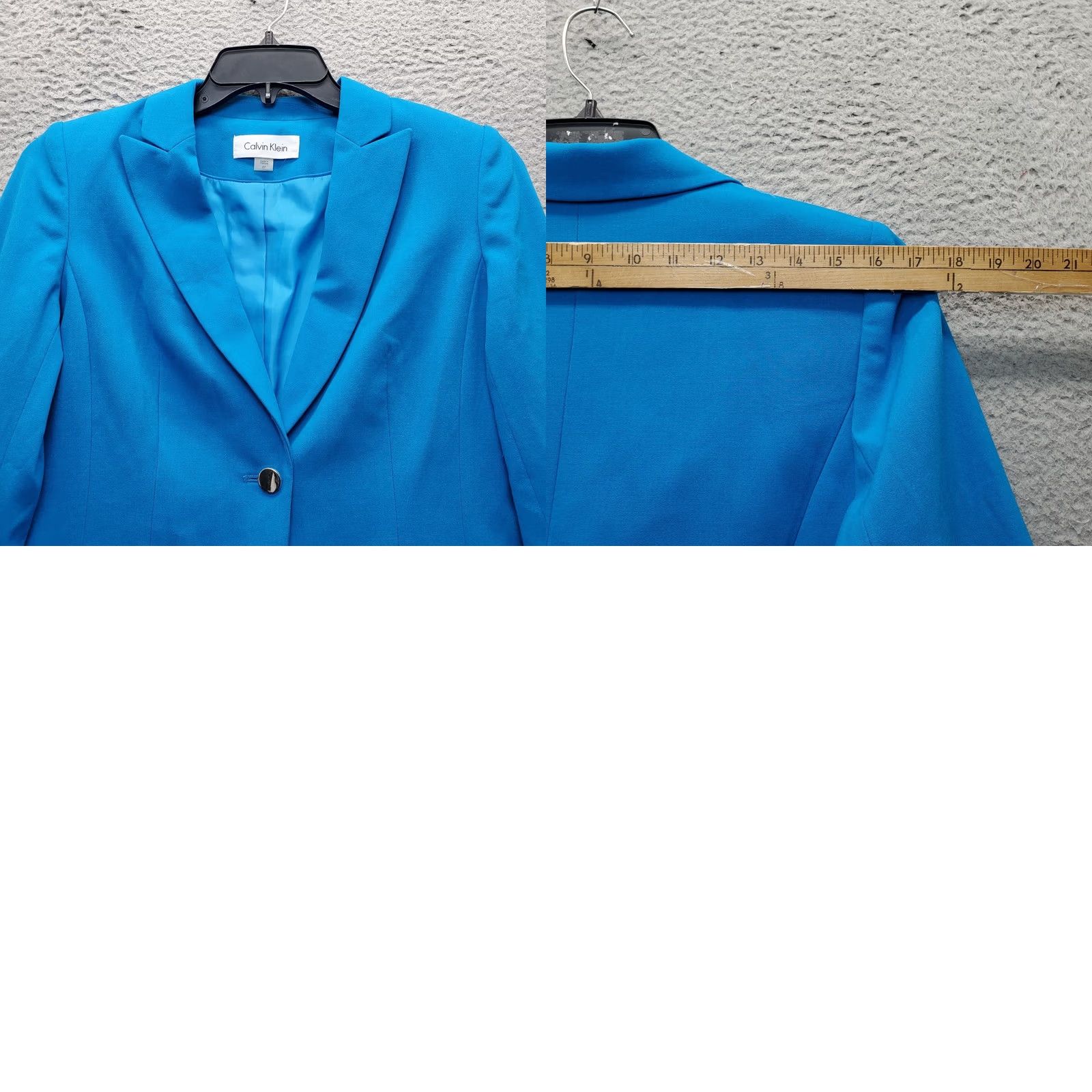 Calvin Klein Calvin Klein Blazer Jacket Womens Size 8P Blue Peak Lapel Single Breasted 1 Button EUC Size M / US 6-8 / IT 42-44 - 8 Thumbnail