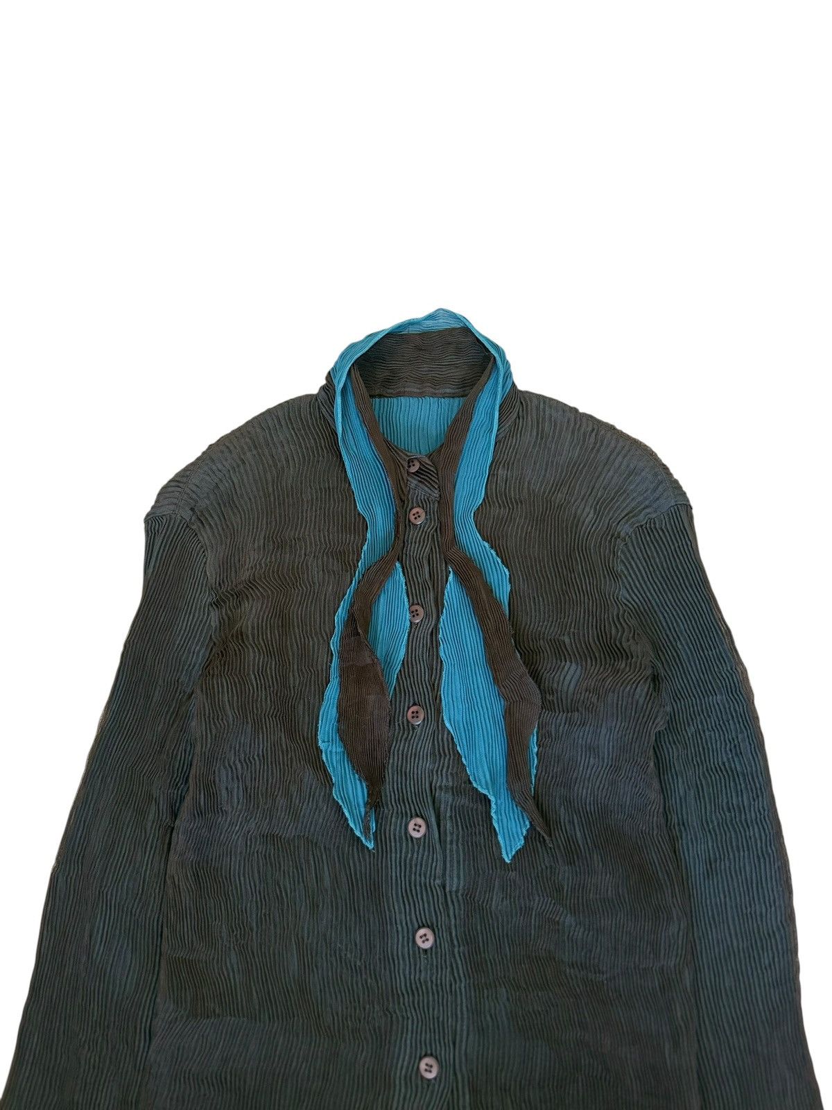 Issey Miyake S/S 2002 Issey Miyake Pleated Button-Up 3/4 Sleeve Top Shirt Size S / US 4 / IT 40 - 2 Thumbnail