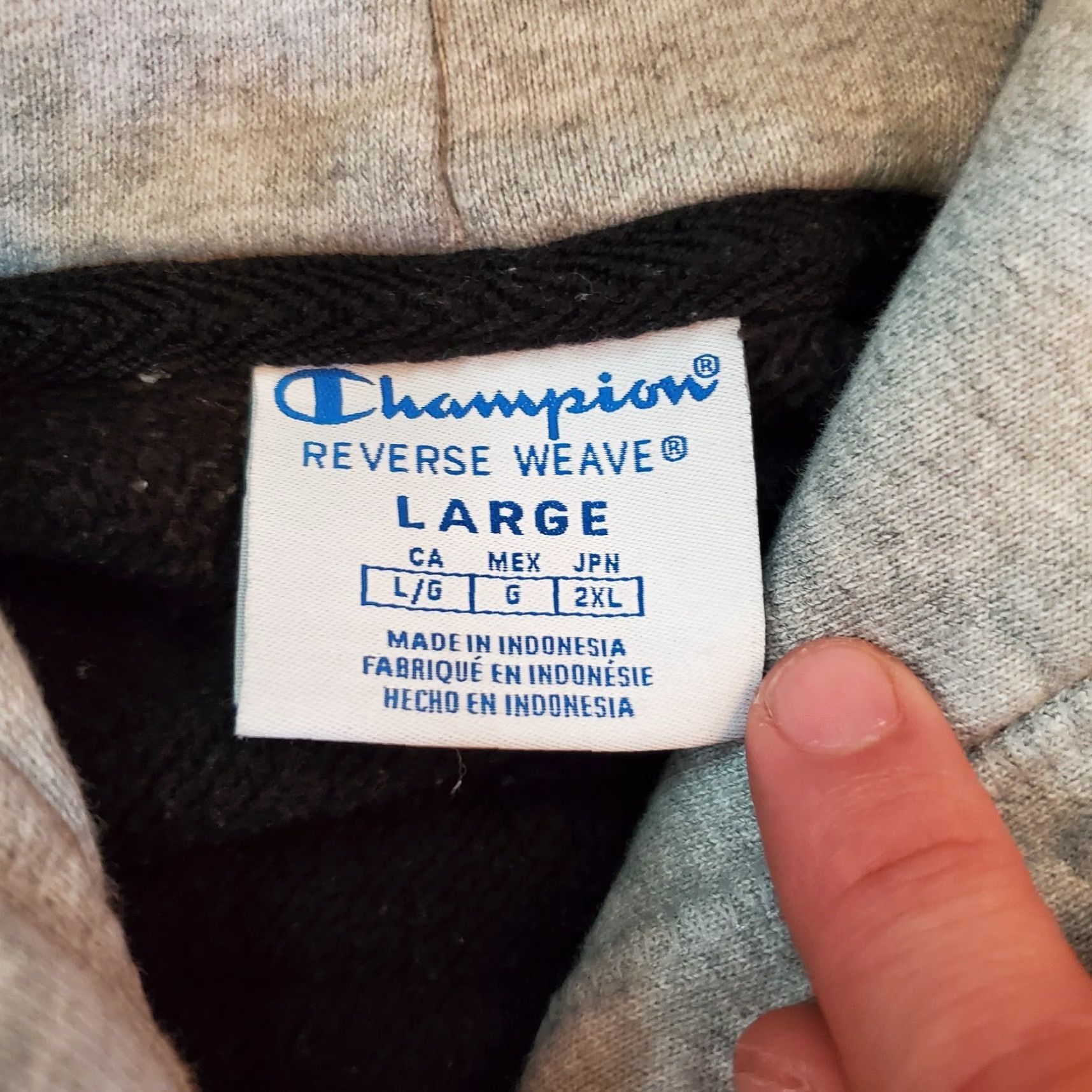 Champion Champion Hoodie Men L Black White Gray Colorblock Embroidered Reverse Weave Geometric Multicolor Crew Neck Fleece Pocket Regular Size Size US L / EU 52-54 / 3 - 5 Thumbnail