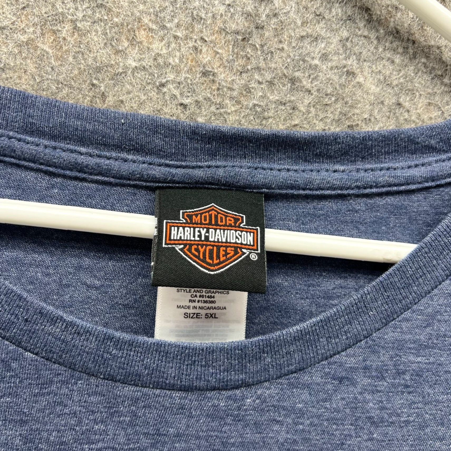 Harley Davidson Harley-Davidson Shirt Men 5XL Blue Orange Biker Tee Motorcycle Crewneck T-Shirt 2019 Size US XXL / EU 58 / 5 - 6 Thumbnail