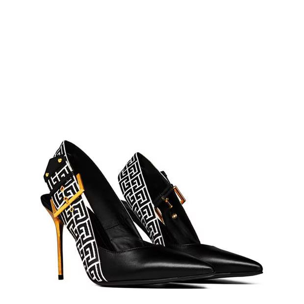 Balmain o1g2r1mq0924 Ruby Slngbck Pumps in Black & White Size US 8 / IT 38 - 3 Thumbnail