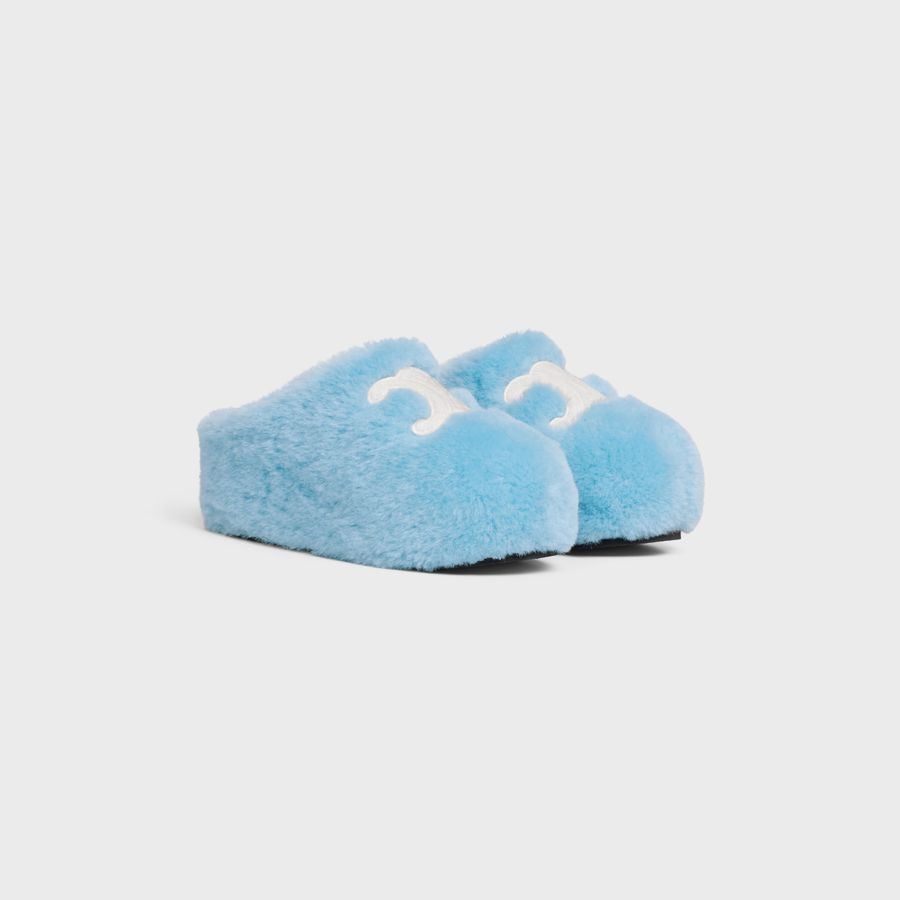 Celine Fur Mule in shearling Blue Size US 9 / IT 39 - 1 Thumbnail