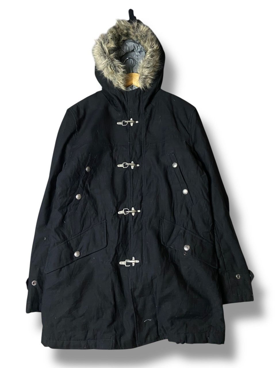 Japanese Brand DEELISH Brand Faux Fur Hooded Duffle Coat (157) Size US L / EU 52-54 / 3 - 1 Thumbnail