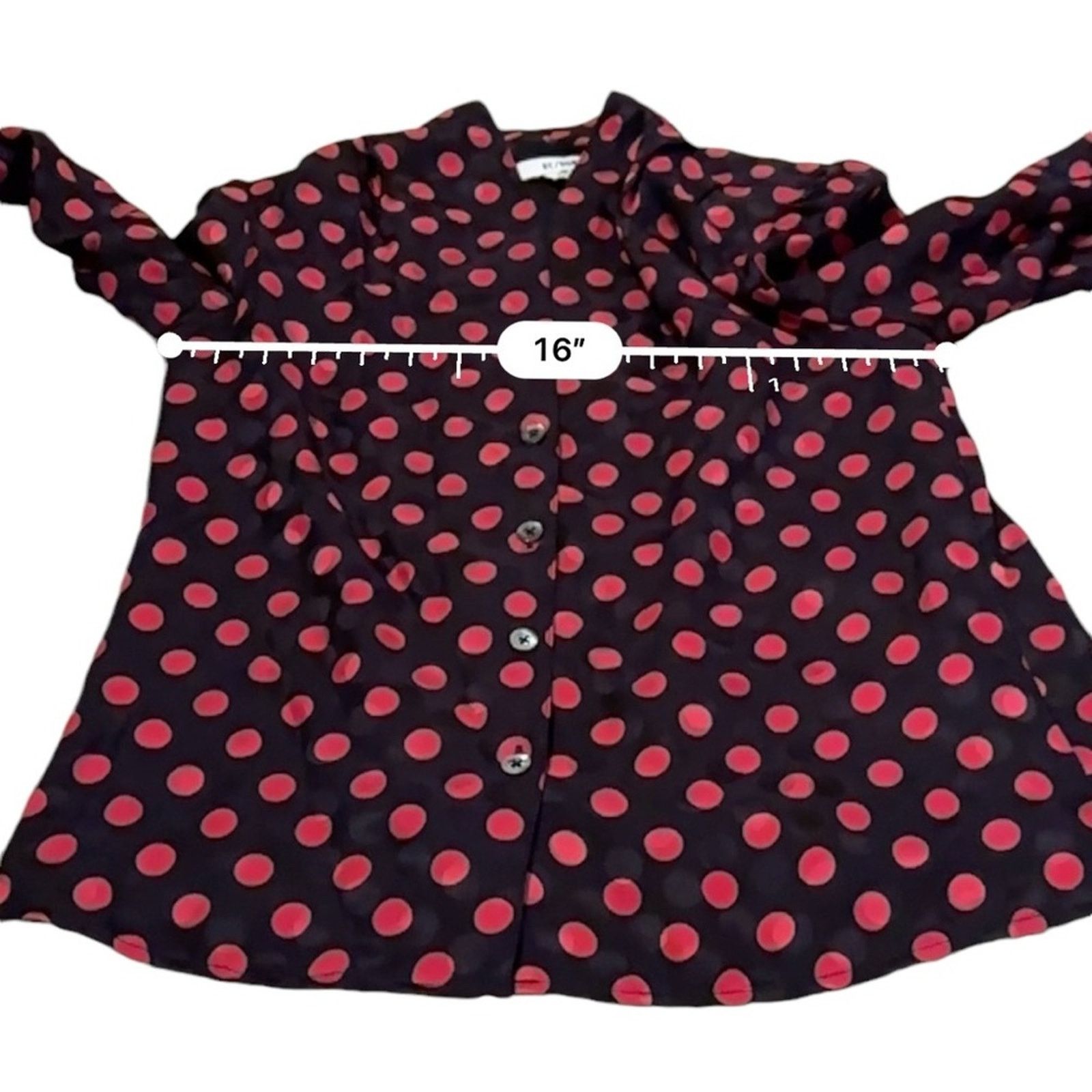 RE/DONE Re/Done 100% Silk Red & Black Polka Dot Button Front Top XS Size XS / US 0-2 / IT 36-38 - 10 Thumbnail