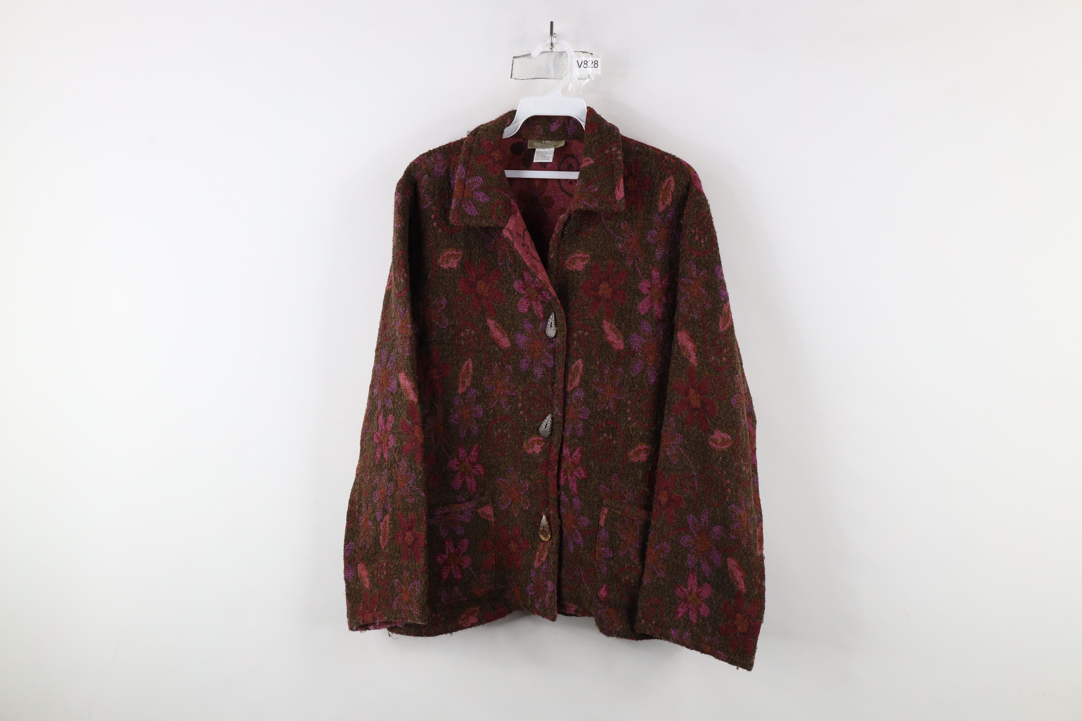 Vintage Vintage 90s Streetwear Knit Flower Sweater Blazer Jacket Size M / US 6-8 / IT 42-44 - 1 Thumbnail