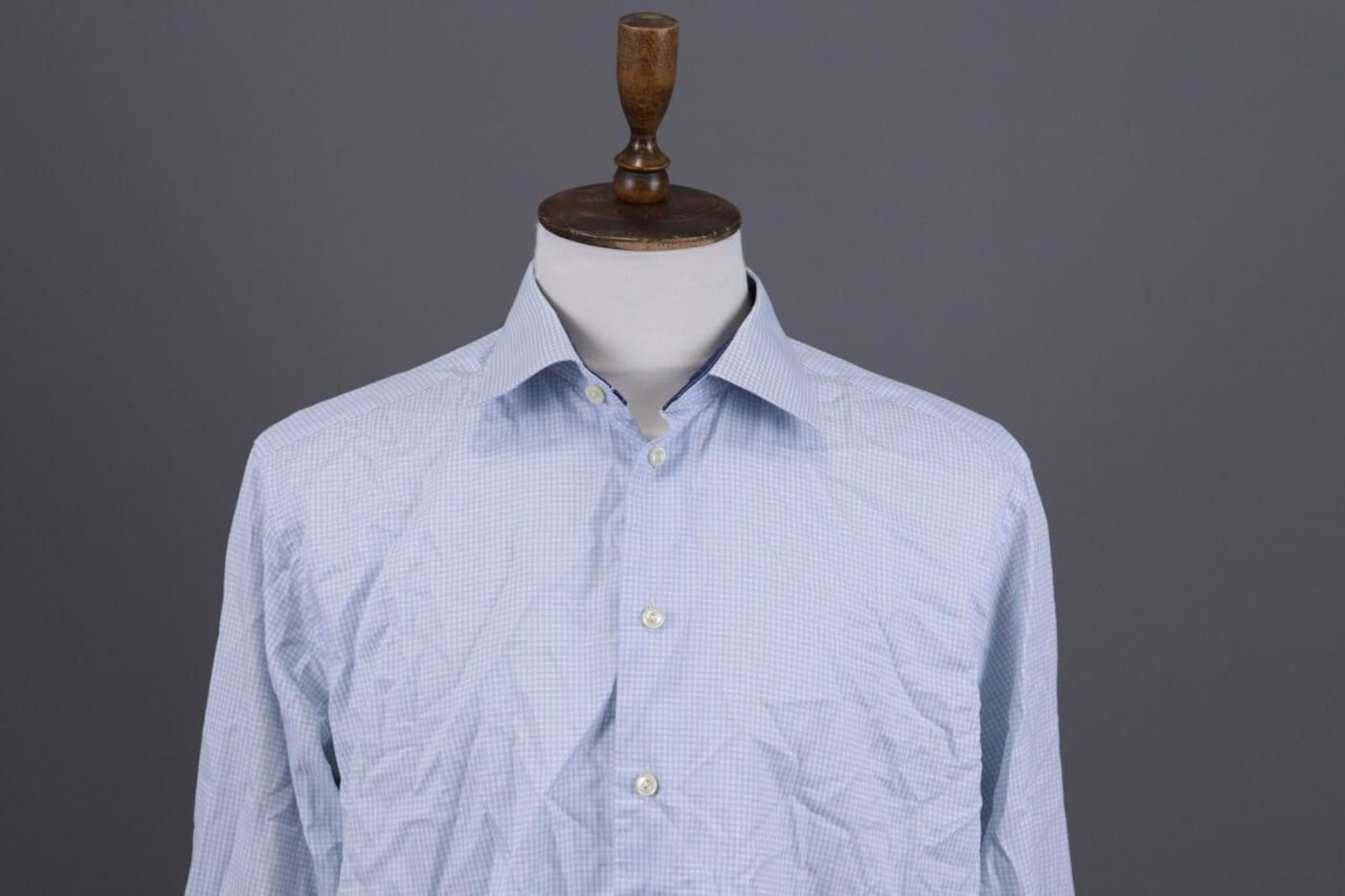 Eton Eton Contemporary Check Blue Shirt Size 45 17.75 XXL Size US XXL / EU 58 / 5 - 3 Thumbnail