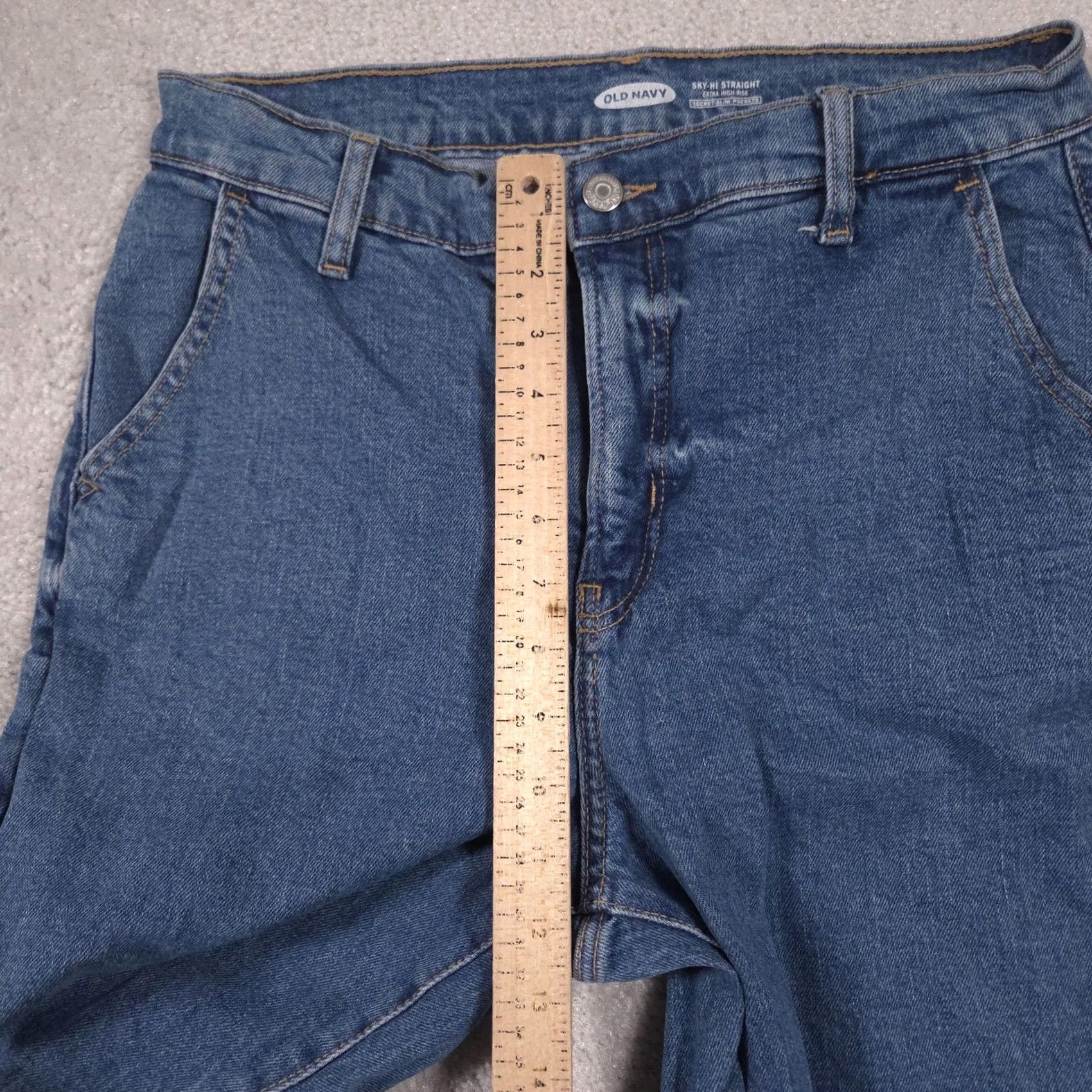 Old Navy Old Navy Jeans Womens 10 Blue Wash Straight Extra High Rise Stretch Size 32" / US 10 / IT 46 - 7 Thumbnail