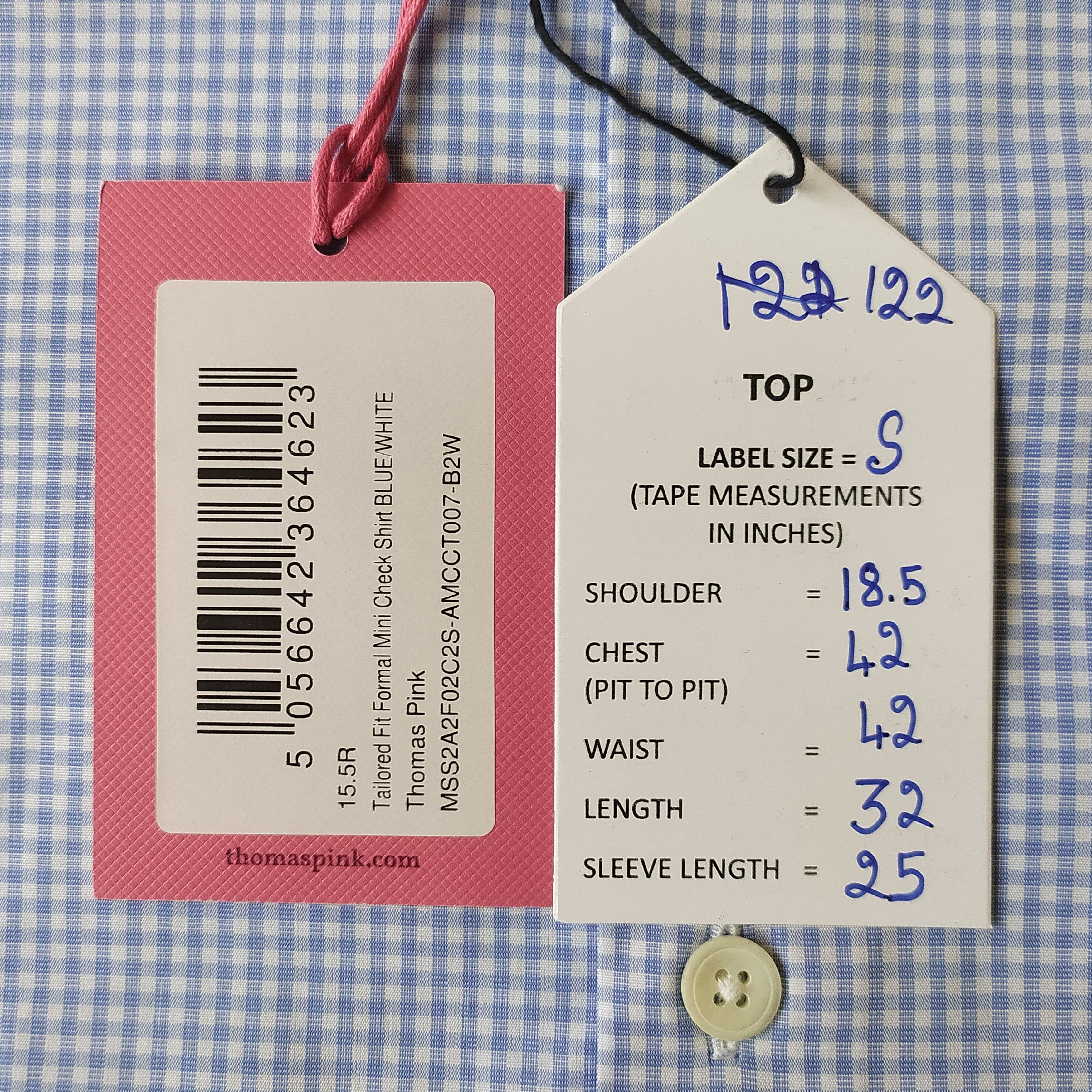 Thomas Pink Thomas Pink Formal Mini Check Shirt Free Shipping T/122 Size US S / EU 44-46 / 1 - 6 Thumbnail