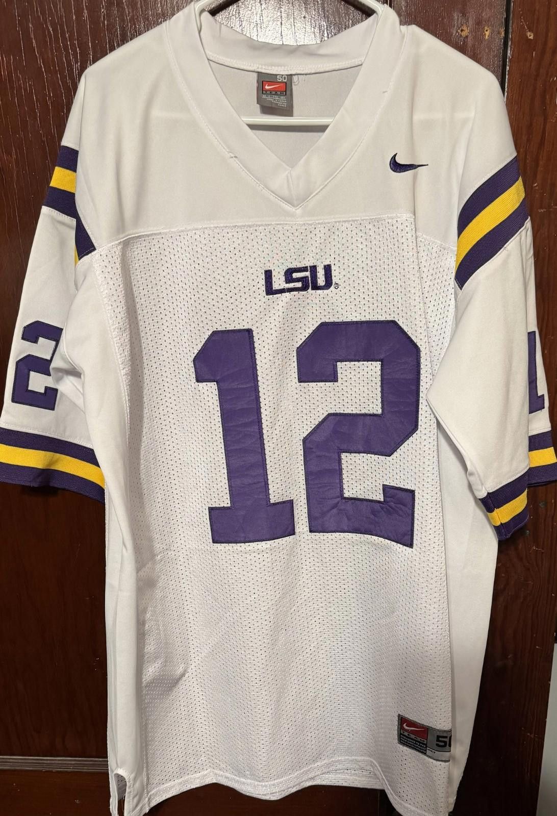 Nike LSU Tigers Nike Football #12 Jersey Men Sz 50 White Size US XL / EU 56 / 4 - 1 Thumbnail