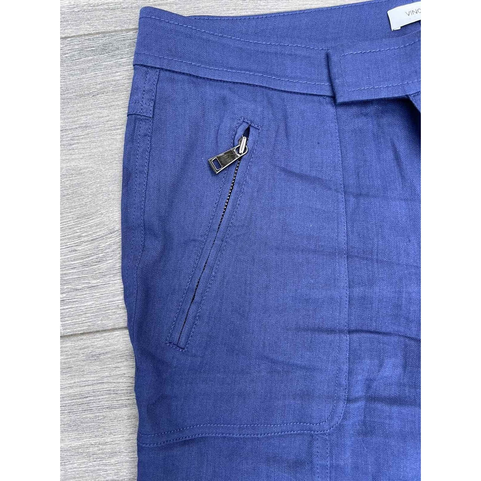 Vince VINCE Women's classic linen trousers navy Size 6 A000164 Size 28" / US 6 / IT 42 - 10 Thumbnail