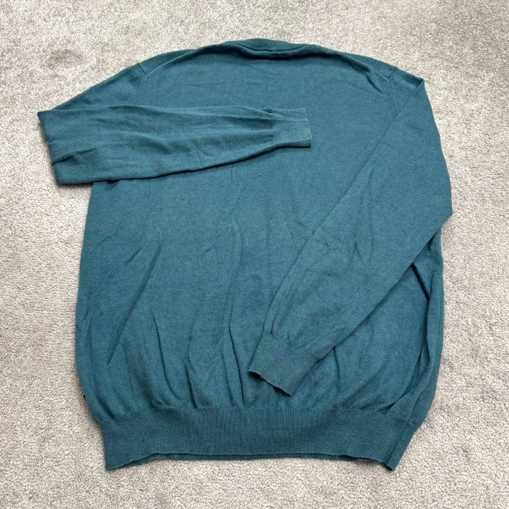 Hugo Boss VINTAGE? No — Actually Hugo Boss Badu Regular Fit V-Neck Pullover Sweater Men XL Teal Blue Cotton Size US XL / EU 56 / 4 - 2 Thumbnail