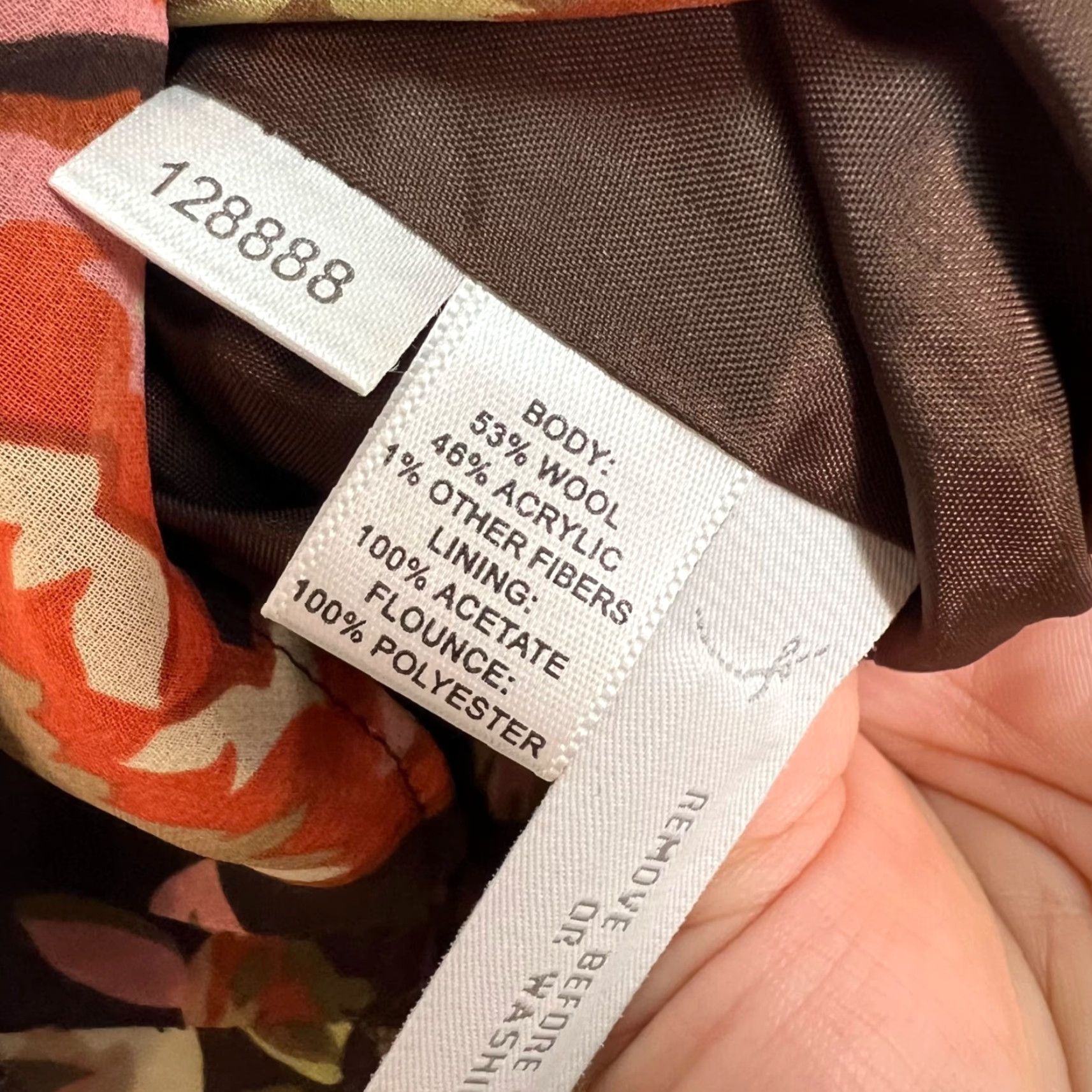 Ann Taylor VINTAGE Ann Taylor LOFT Petite 6P Womens Wool Blend Mini Skirt with Floral Hem Brown Lined Size 28" / US 6 / IT 42 - 4 Thumbnail