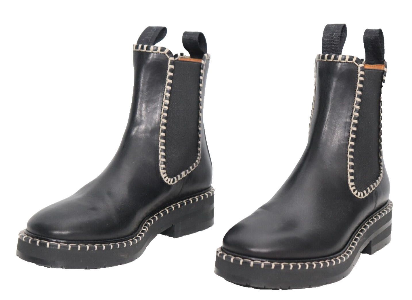 chloma Chloé EU 38 US8 Black Noua Chelsea Boots Leather Ankle $1500 Size US 8 / IT 38 - 3 Thumbnail