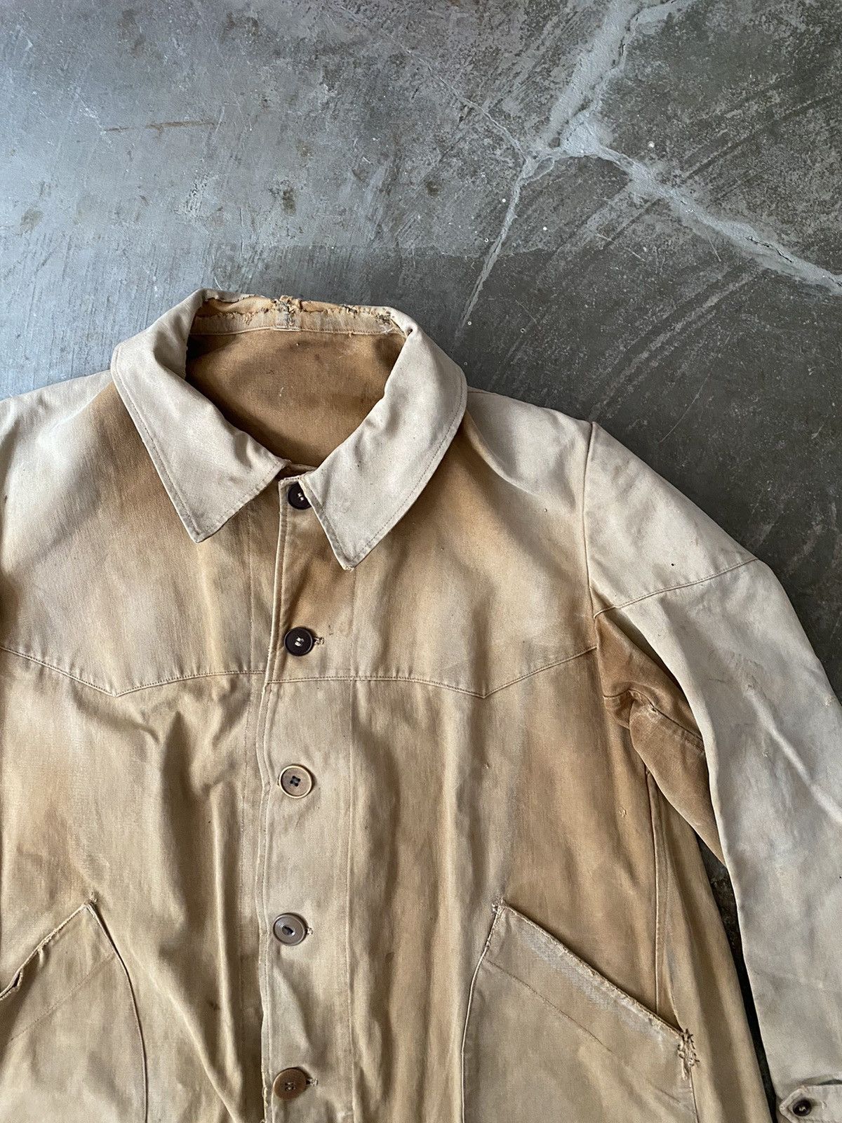 Vintage Vintage 1940s Canvas French Raincoat Hunting Jacket Kapital Size US L / EU 52-54 / 3 - 3 Thumbnail