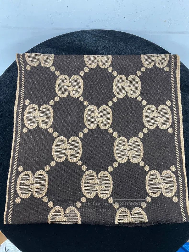 Gucci Gucci Classic caramel-coloured double G full-print scarf Size ONE SIZE - 1 Thumbnail
