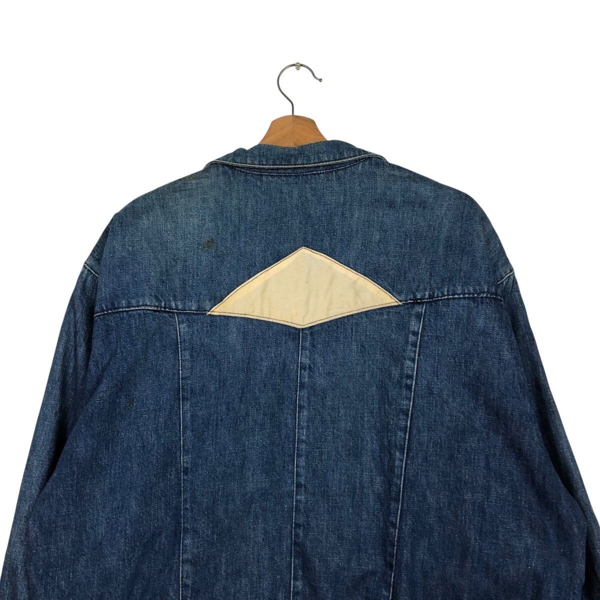 Japanese Brand × Vintage 📌Vtg Denim Bomber Jacket Gourd Double Collar Issey Miyake Size US M / EU 48-50 / 2 - 10 Thumbnail